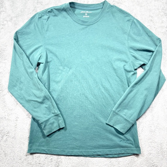 Eddie Bauer Men’s M Long Sleeve Crewneck Shirt Teal Seafoam Green Casual Tee - Picture 1 of 9
